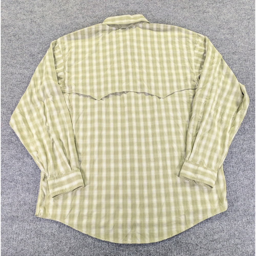 Simms Big Sky Fishing Shirt Mens Medium Green Plaid Pearl Snap Long Sleeve 28042 - Picture 8 of 8